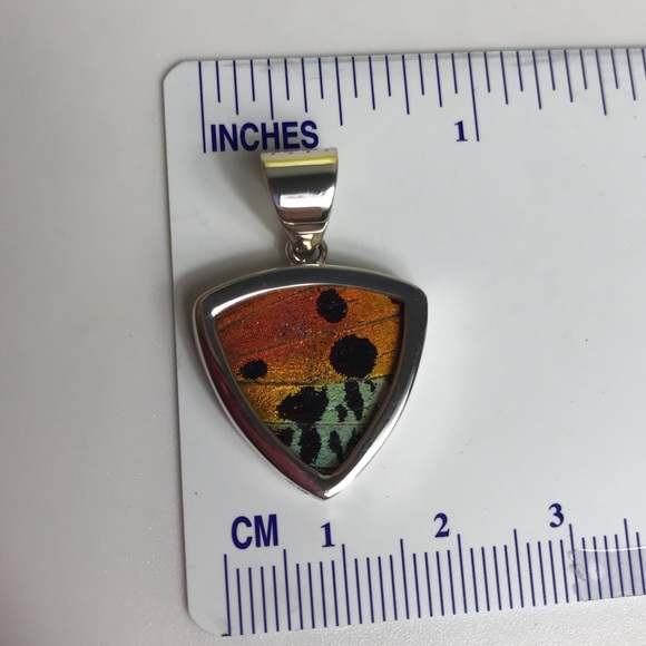 Real Butterfly Wing Pendant Sterling Silver Handmade Jewelry Necklace Triangle - Picture 5 of 6